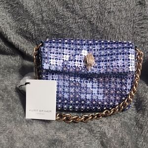 Kurt Geiger Sparkling Blue Sequin Crossbody Bag